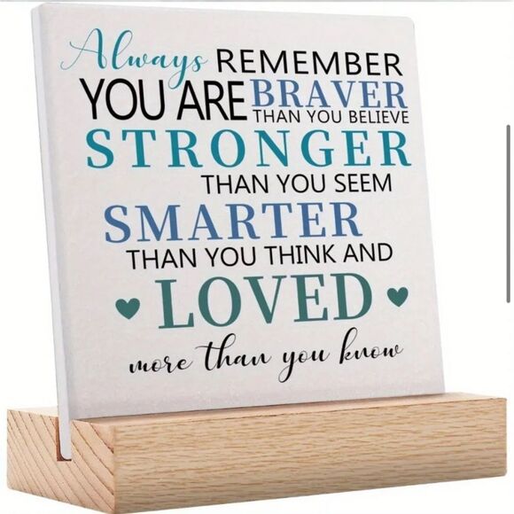 NEW Motivation Quote Desk Decor with Wooden Stand Inspirational Quote Plaque - Picture 1 of 13